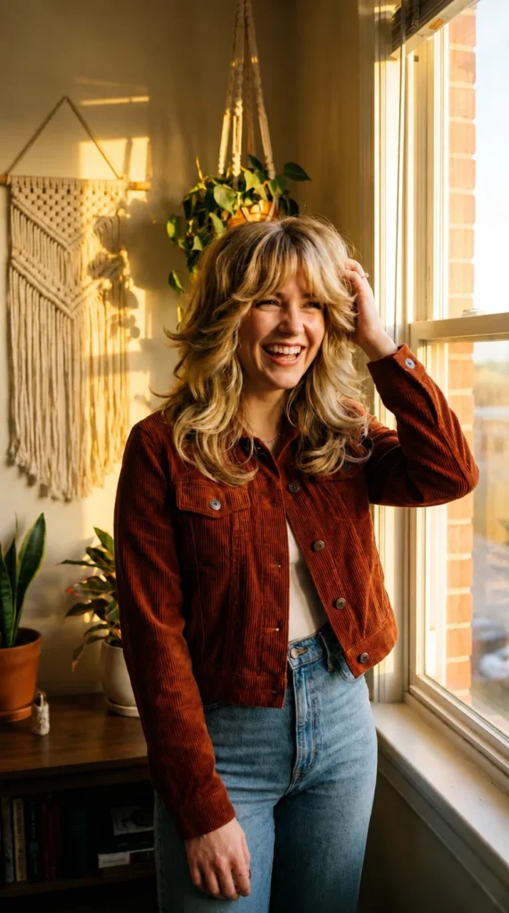 70s feathered curtain bangs