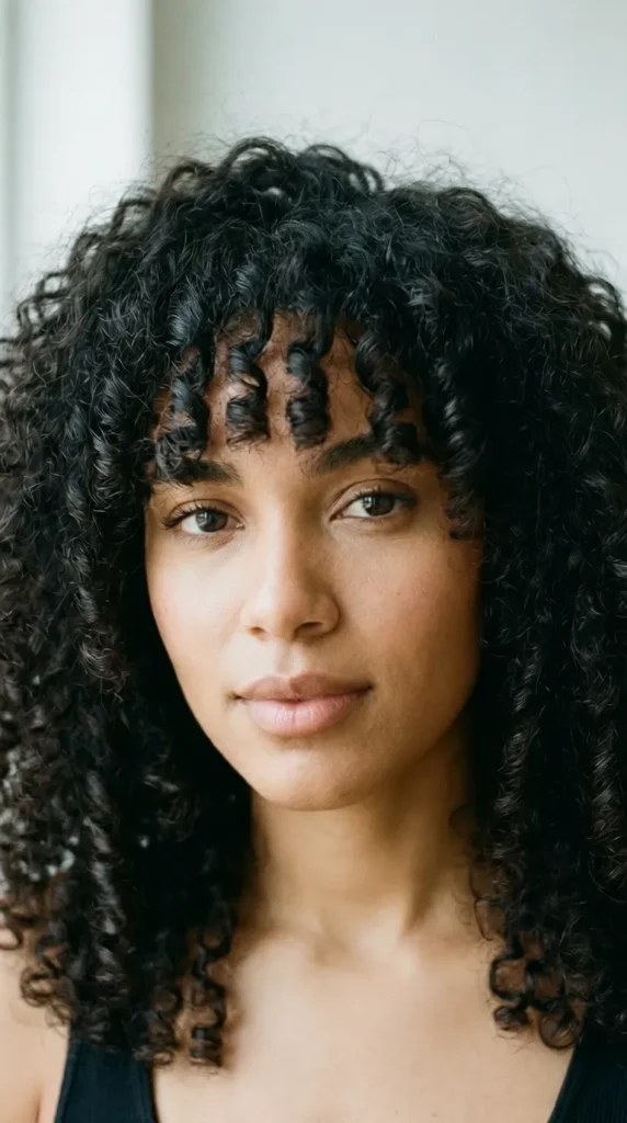 curtain bangs curly hair