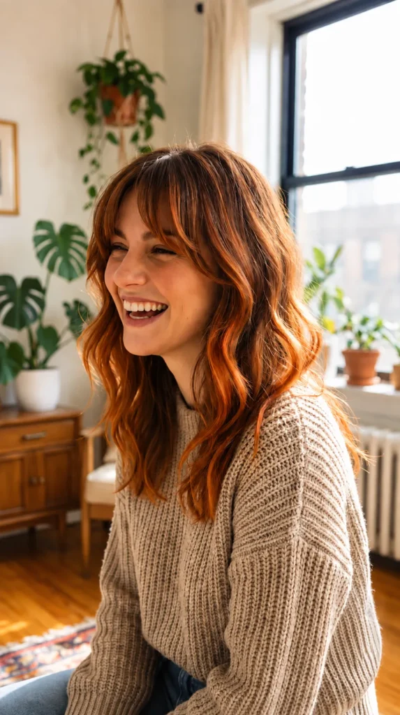 peekaboo highlights curtain bangs